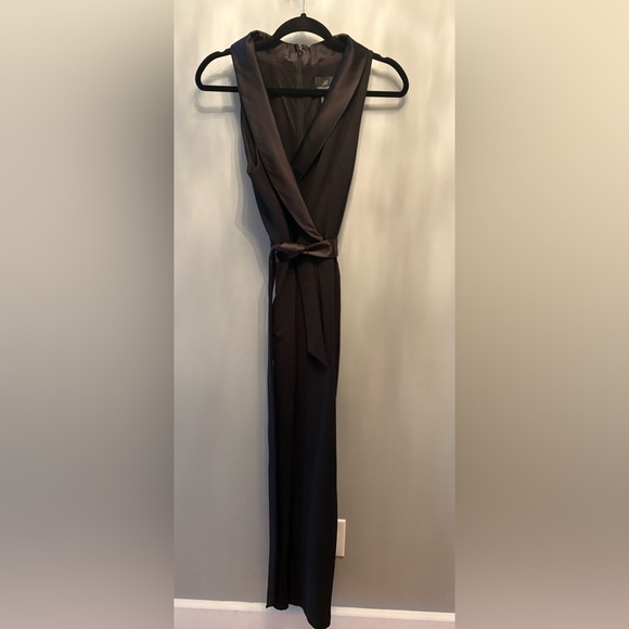 Adrianna Papell Black Satin Trim Jumpsuit - Picture 4 of 7